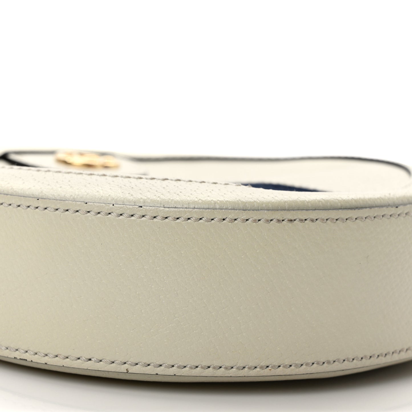 Textured Calfskin Web Mini Ophidia Round Shoulder Bag Mystic White