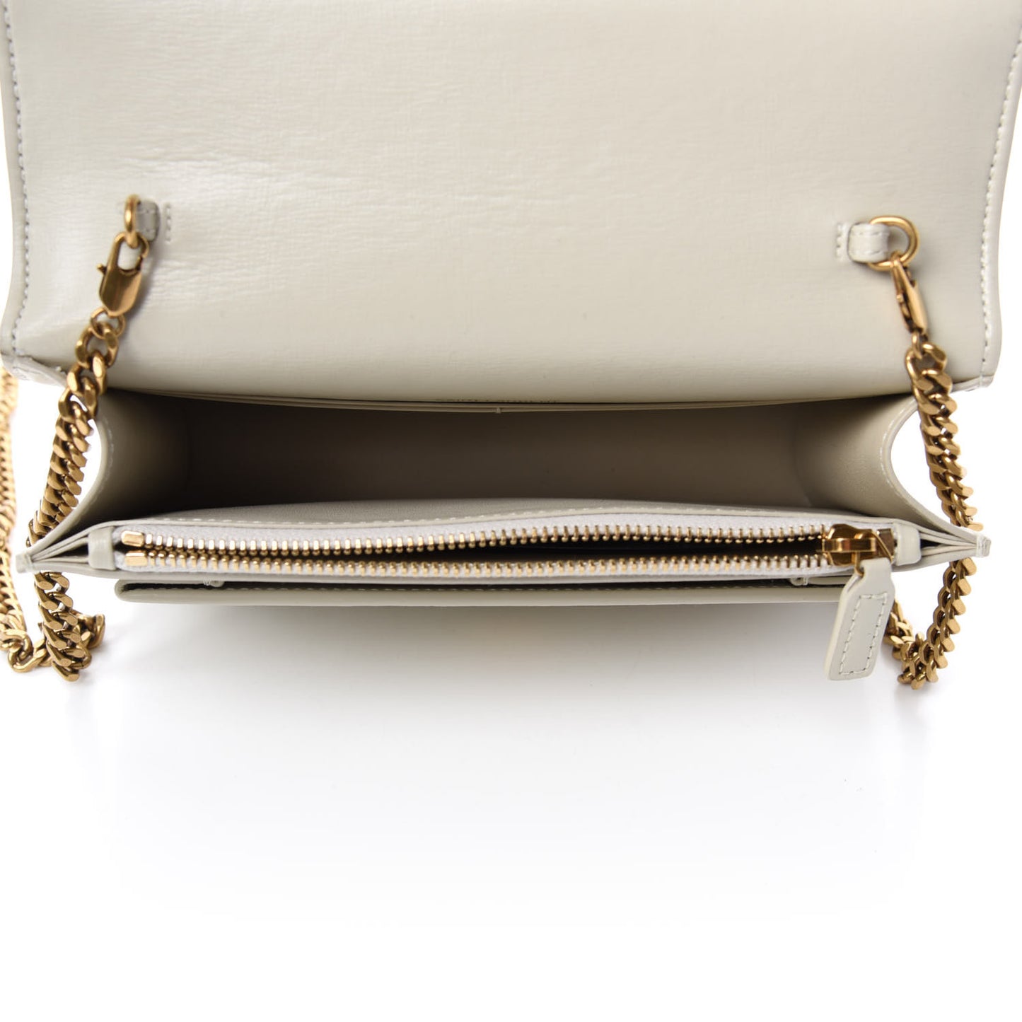 Calfskin Monogram Sunset Chain Wallet Blanc Vintage