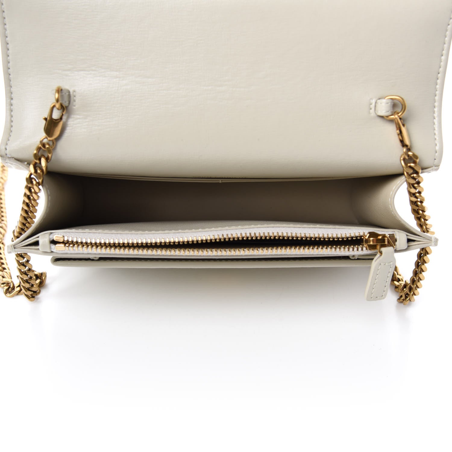 Saint Laurent Calfskin Monogram Sunset Chain Wallet Blanc Vintage 5 of 10