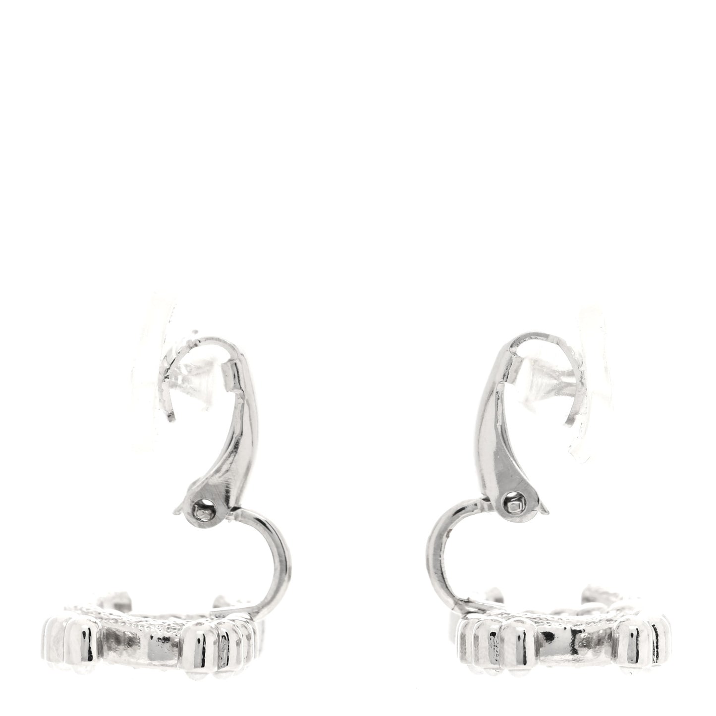 Crystal Pearl CC Clip On Earrings Silver