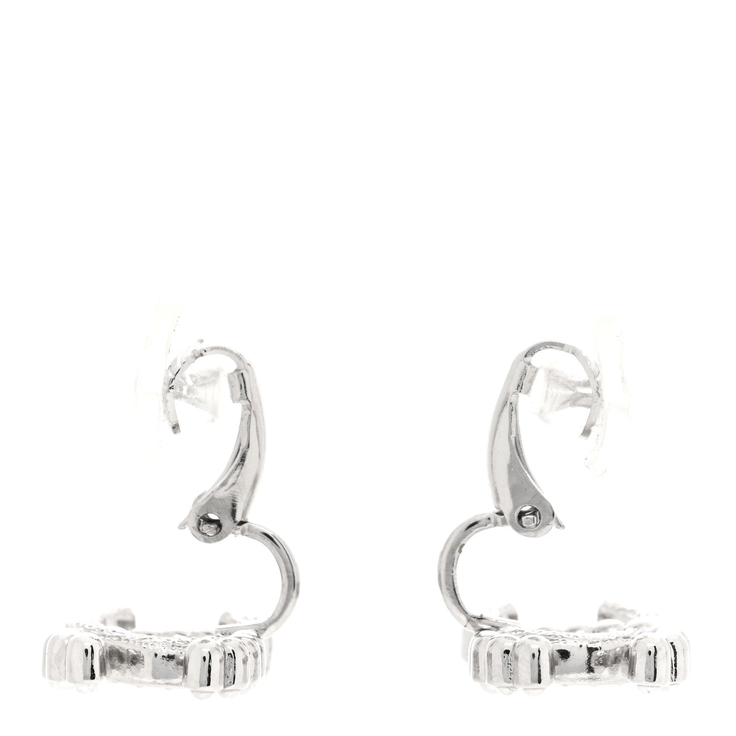 Chanel Crystal Pearl CC Clip On Earrings Silver 3 of 4