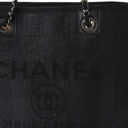 Chanel Mixed Fibers Striped Small Deauville Tote Black 10 of 10
