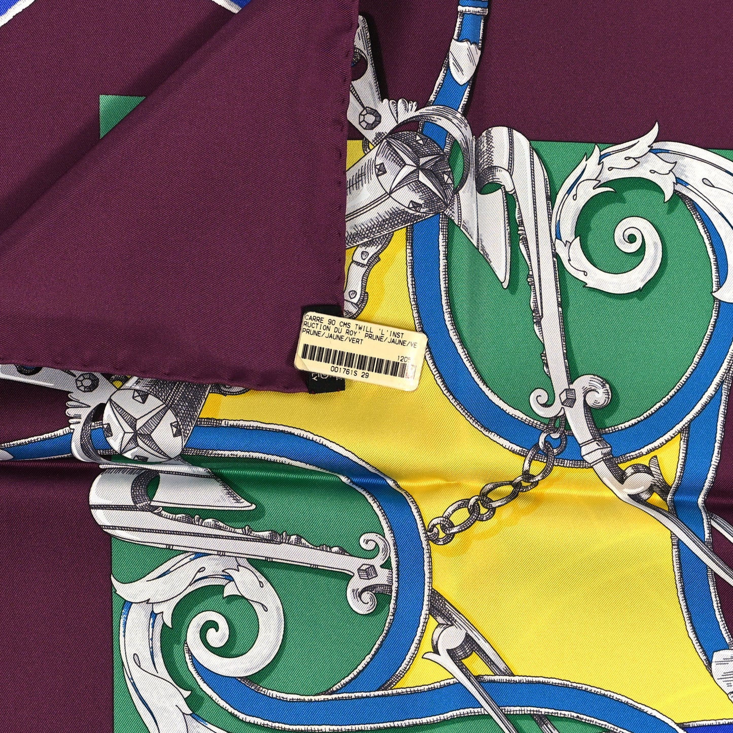 Silk L'Instruction Du Roy Scarf 90 Prune Jaune Vert