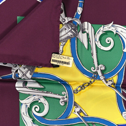 Hermes Silk L'Instruction Du Roy Scarf 90 Prune Jaune Vert 3 of 4