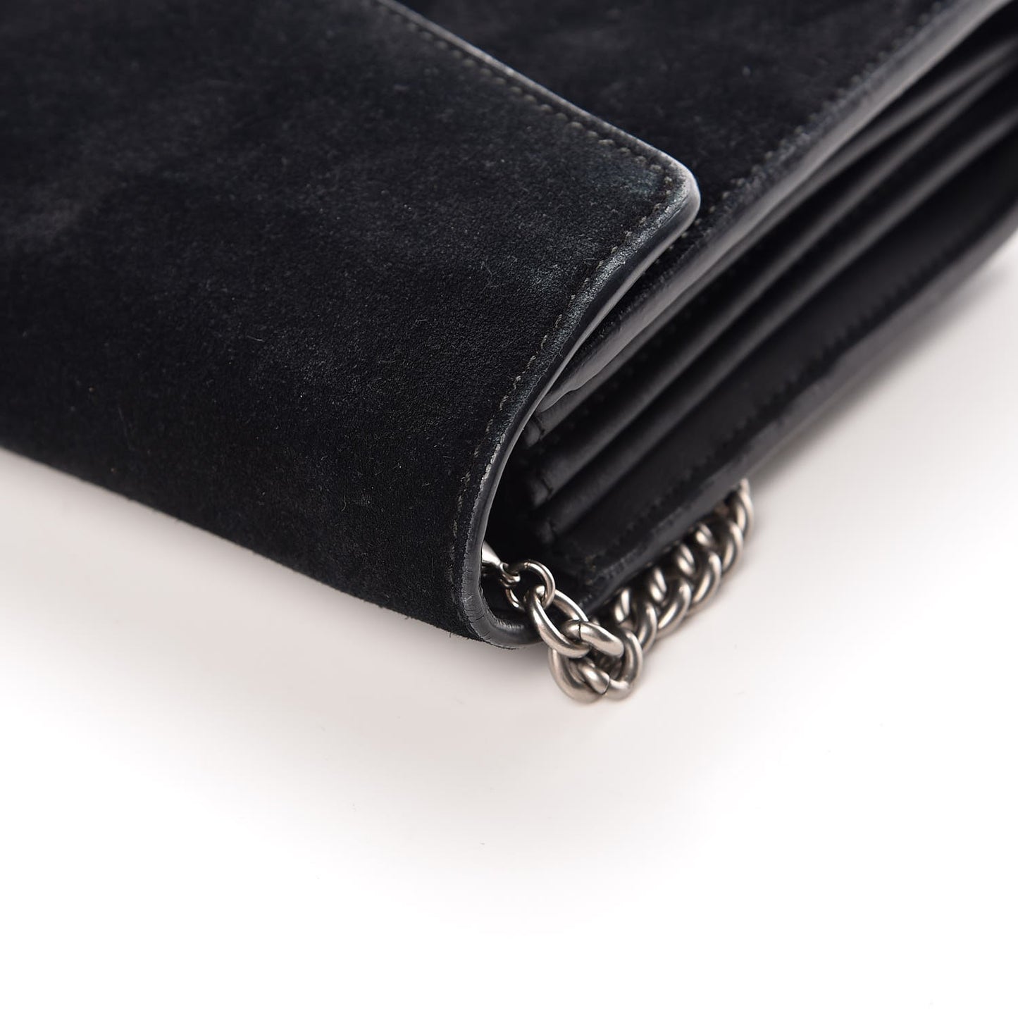 Suede Mini Dionysus Chain Wallet Black