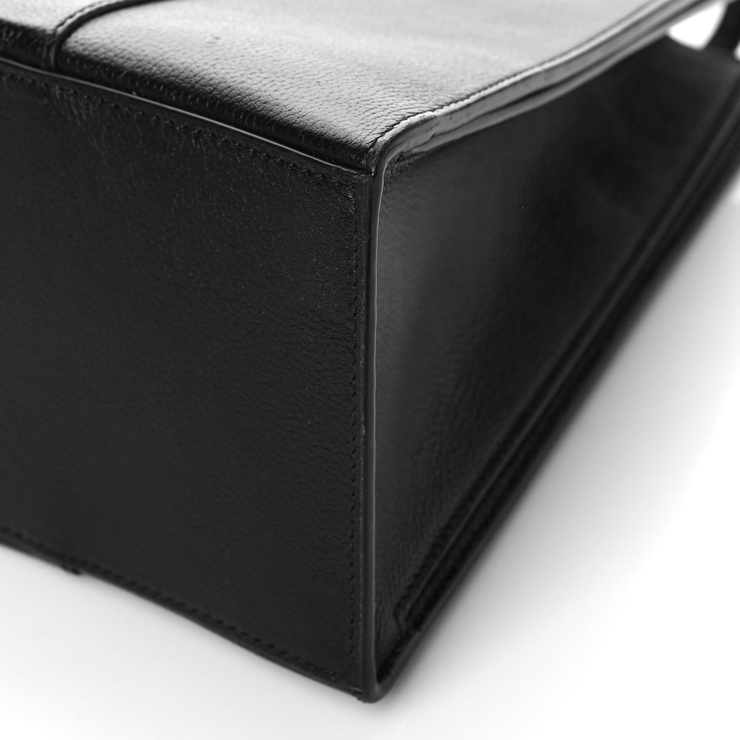 Grained Calfskin Hourglass Tote Black