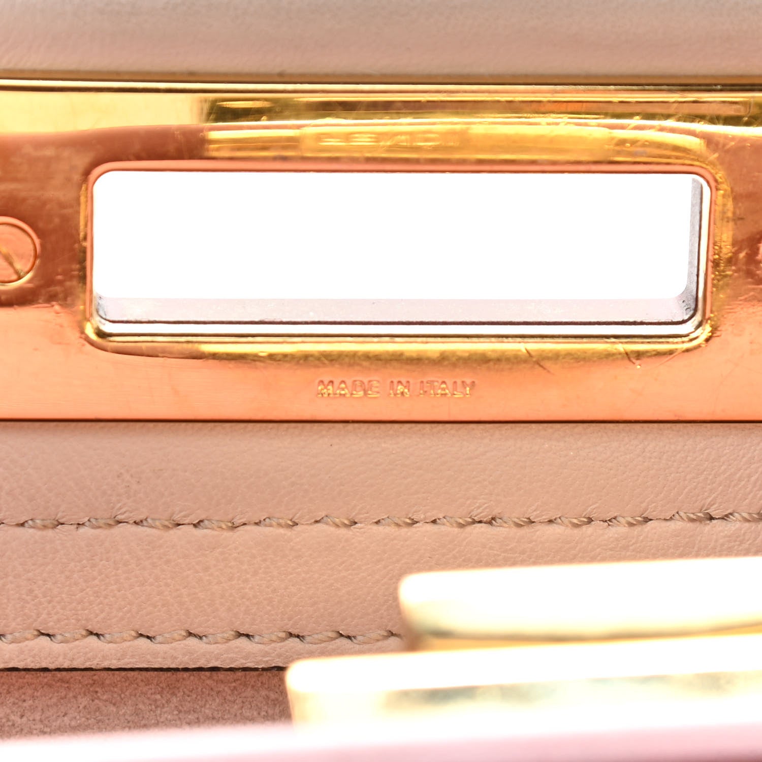 Fendi Vitello Seta Shiny Nappa Medium Peekaboo Iconic Satchel Grigio Polvere Bois de Rose 6 of 11