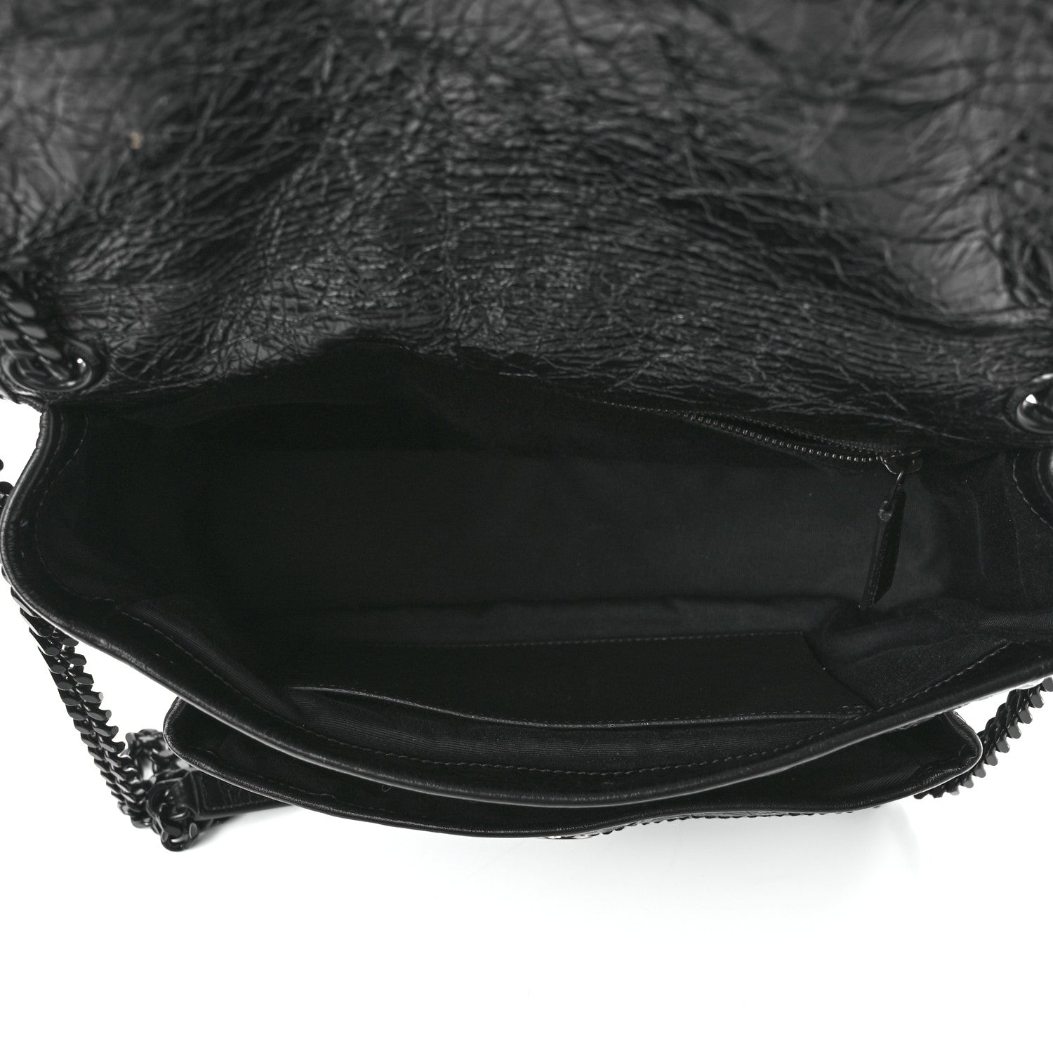 Saint Laurent Crinkled Calfskin Matelasse Monogram Medium Niki Chain Satchel Black 5 of 14