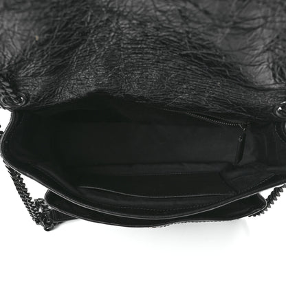 Saint Laurent Crinkled Calfskin Matelasse Monogram Medium Niki Chain Satchel Black 5 of 14