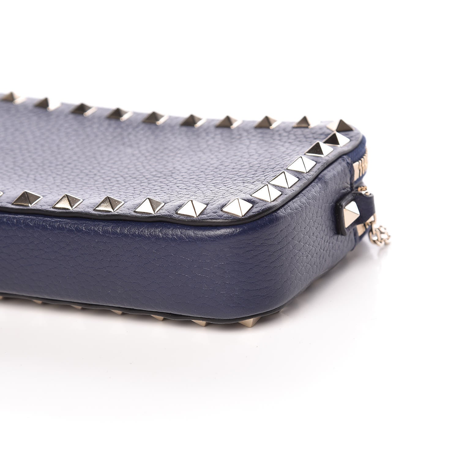 Valentino Garavani Pebbled Calfskin Rockstud Chain Pouch Shoulder Bag Peacock 10 of 10