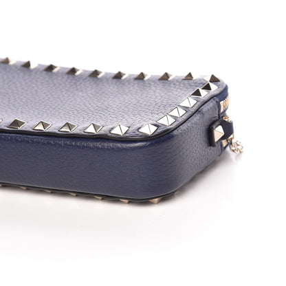 Valentino Garavani Pebbled Calfskin Rockstud Chain Pouch Shoulder Bag Peacock 10 of 10