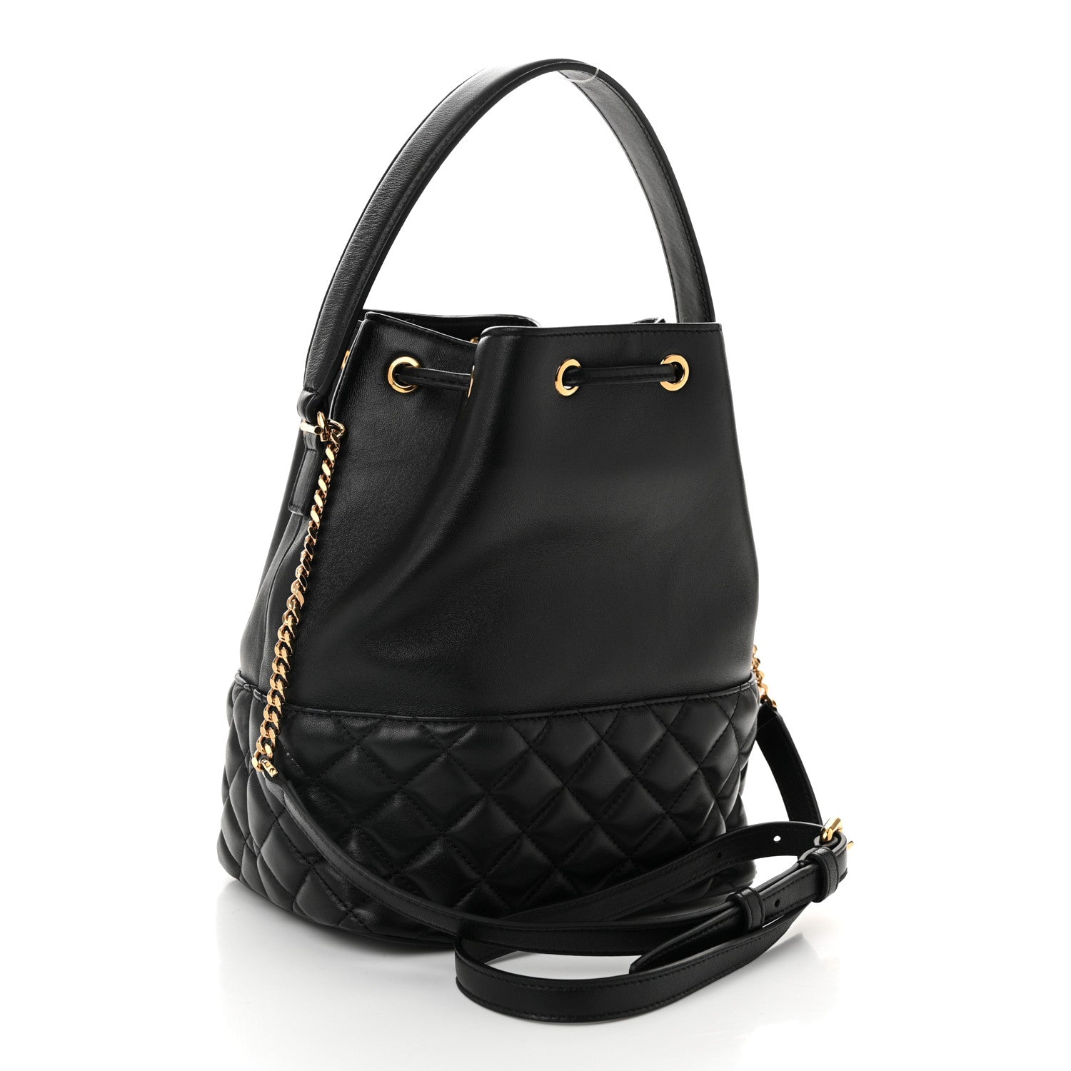 Versace Nappa Quilted Medusa Top Handle Bucket Bag Black 3 of 9