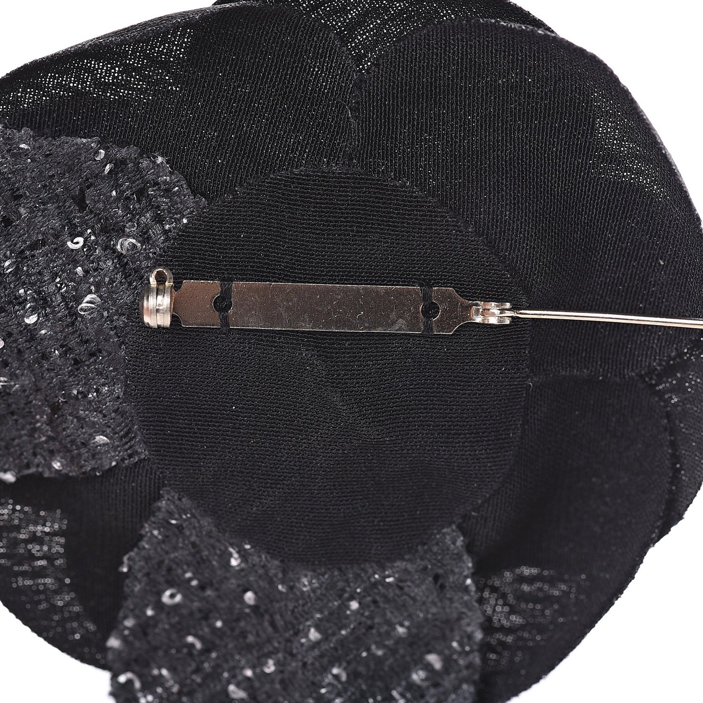 Tweed Camellia Pin Brooch Black White
