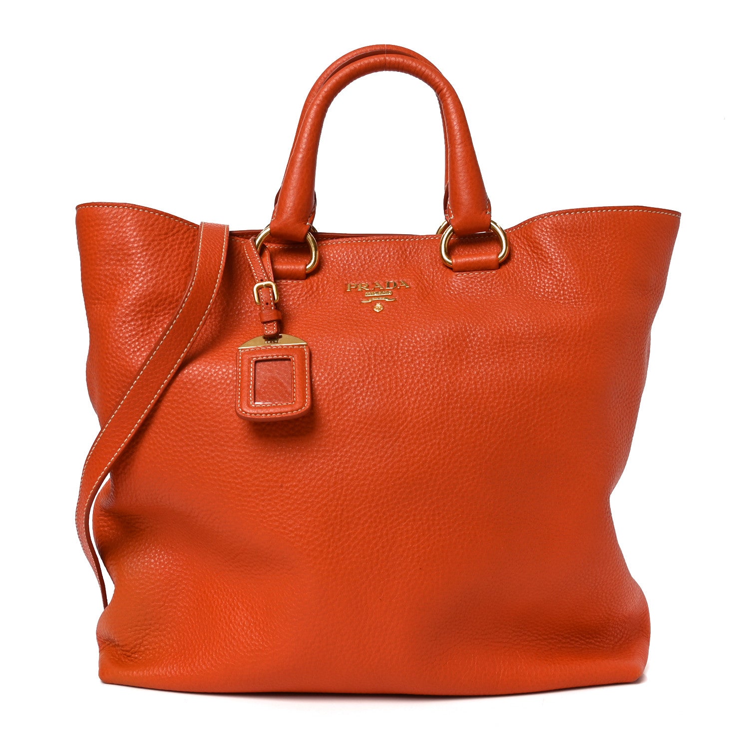 Prada Vitello Daino Shopping Tote Papaya 1 of 9