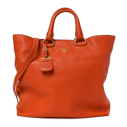 Prada Vitello Daino Shopping Tote Papaya 1 of 9