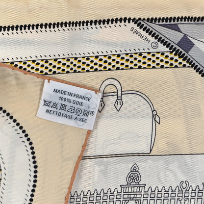 Hermes Silk Confort En Automobile Scarf 70 Creme White Black 3 of 3