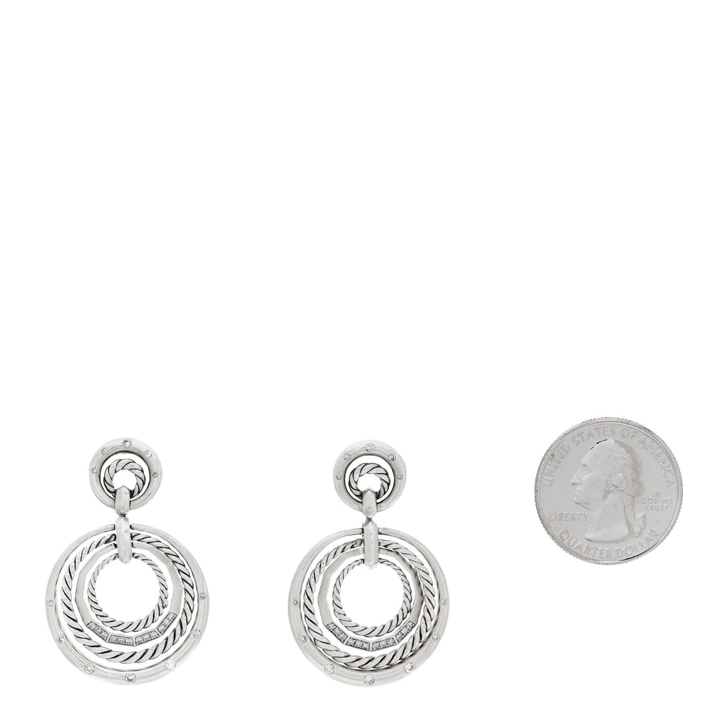 Sterling Silver Diamond 27mm Stax Drop Earrings
