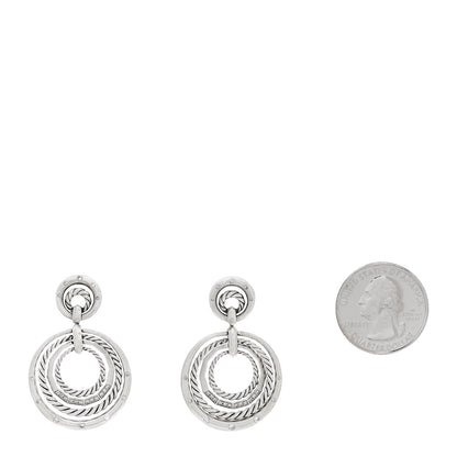 David Yurman Sterling Silver Diamond 27mm Stax Drop Earrings 2 of 4