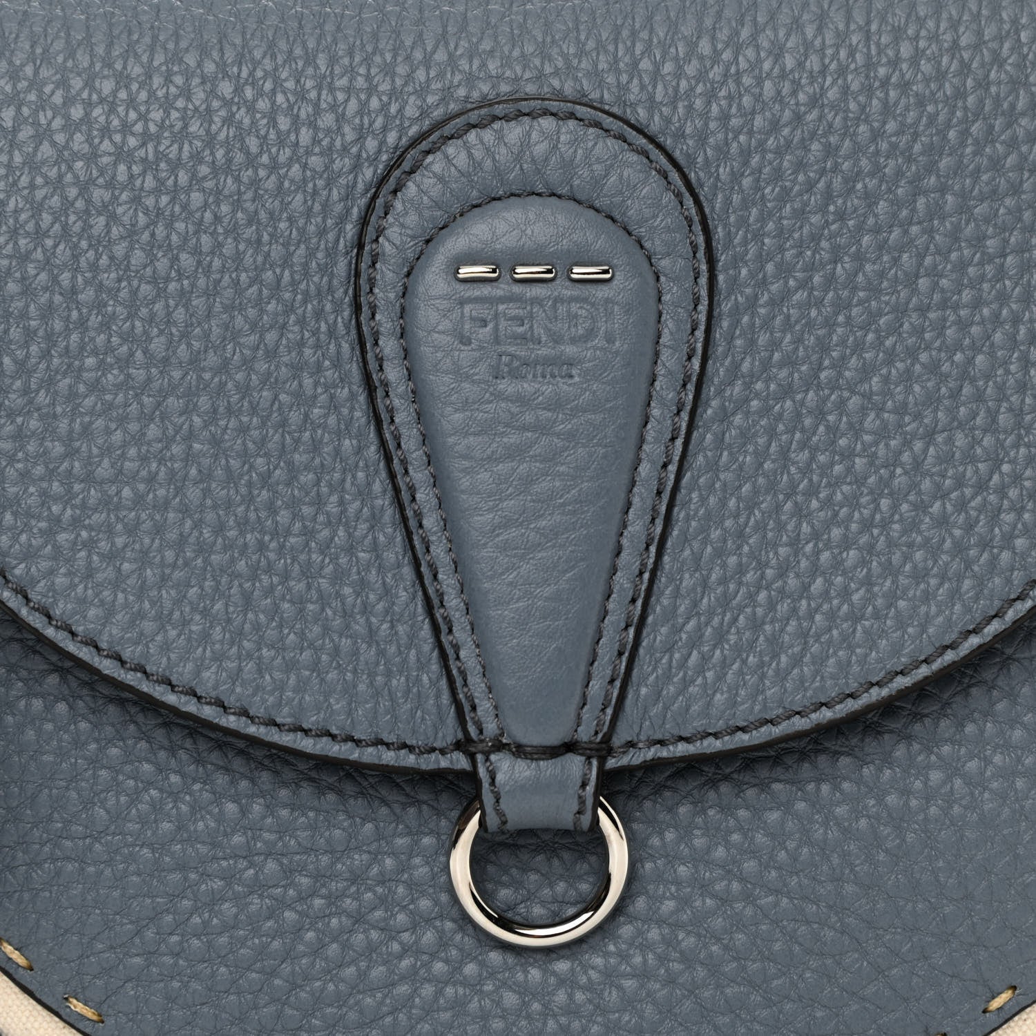 Fendi Cuoio Romano Selleria Seville Canvas Round Saddle Bag Nube Grezzo 3 of 9