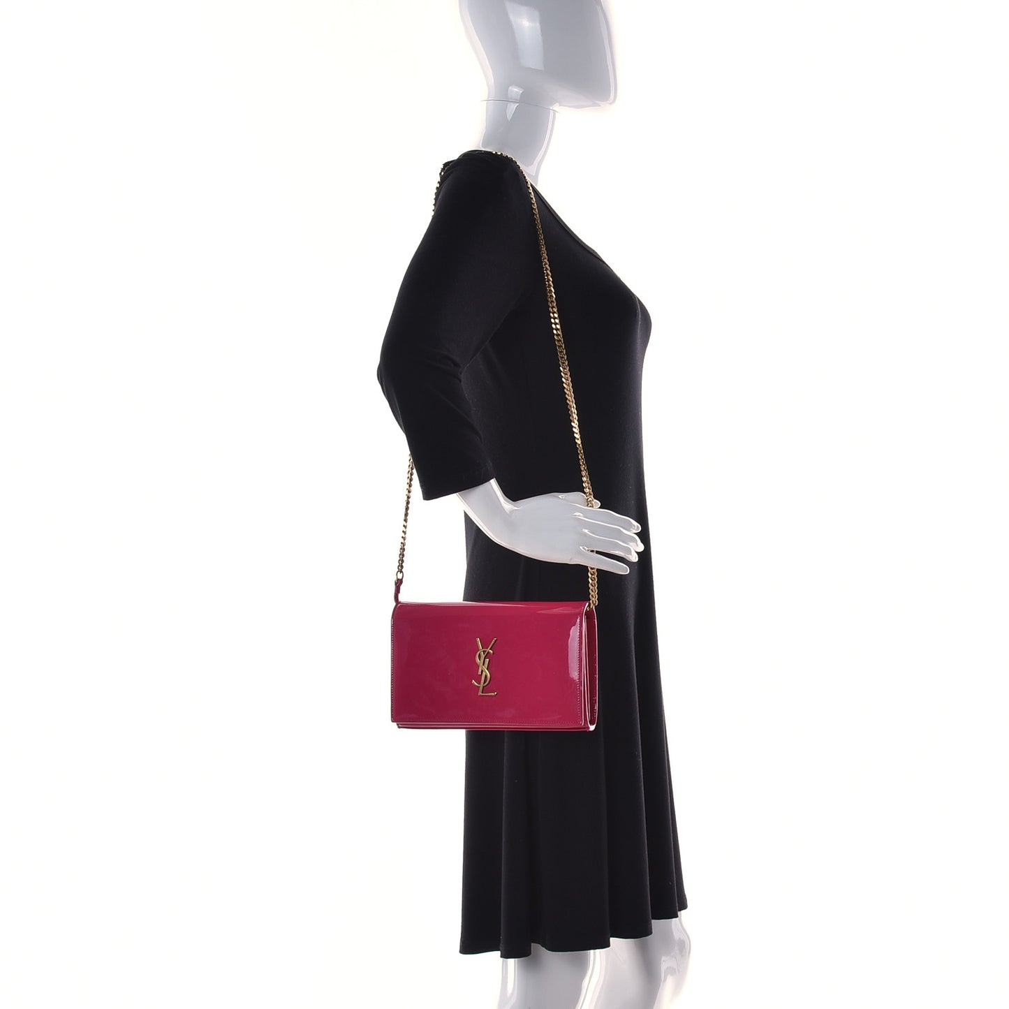 Patent Calfskin Monogram Kate Wallet On Chain Fresh Fuxia