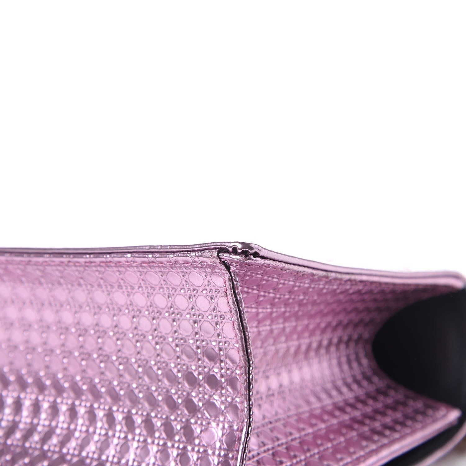 Christian Dior Metallic Patent Micro-Cannage Medium Diorama Flap Bag Pink 9 of 10