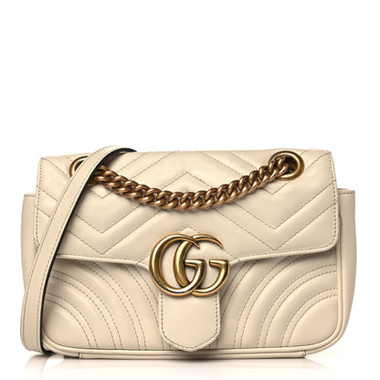 Gucci Calfskin Matelasse Mini GG Marmont Shoulder Bag White 1 of 11
