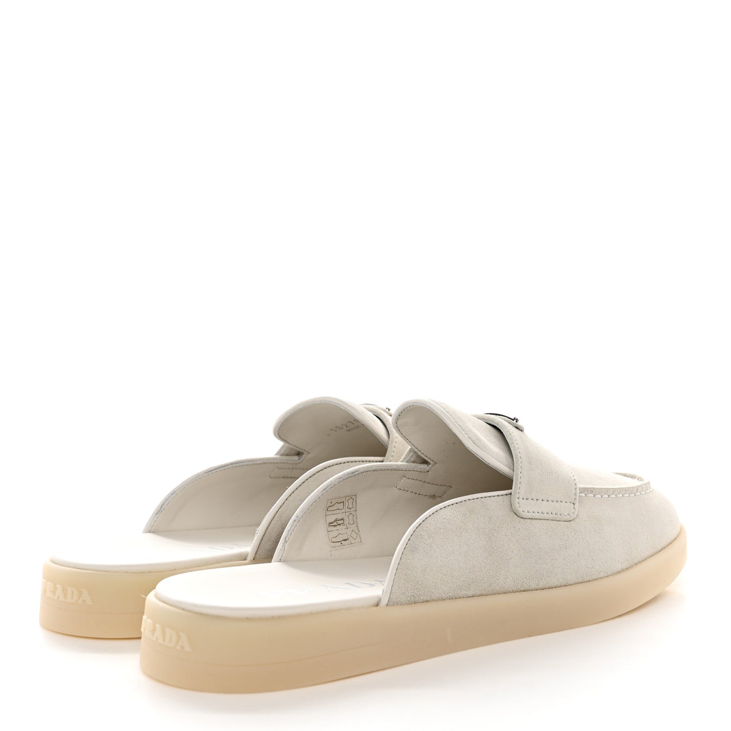 Suede Metal Triangle Logo Saint Tropez 25mm Loafer Mules 38 Talco