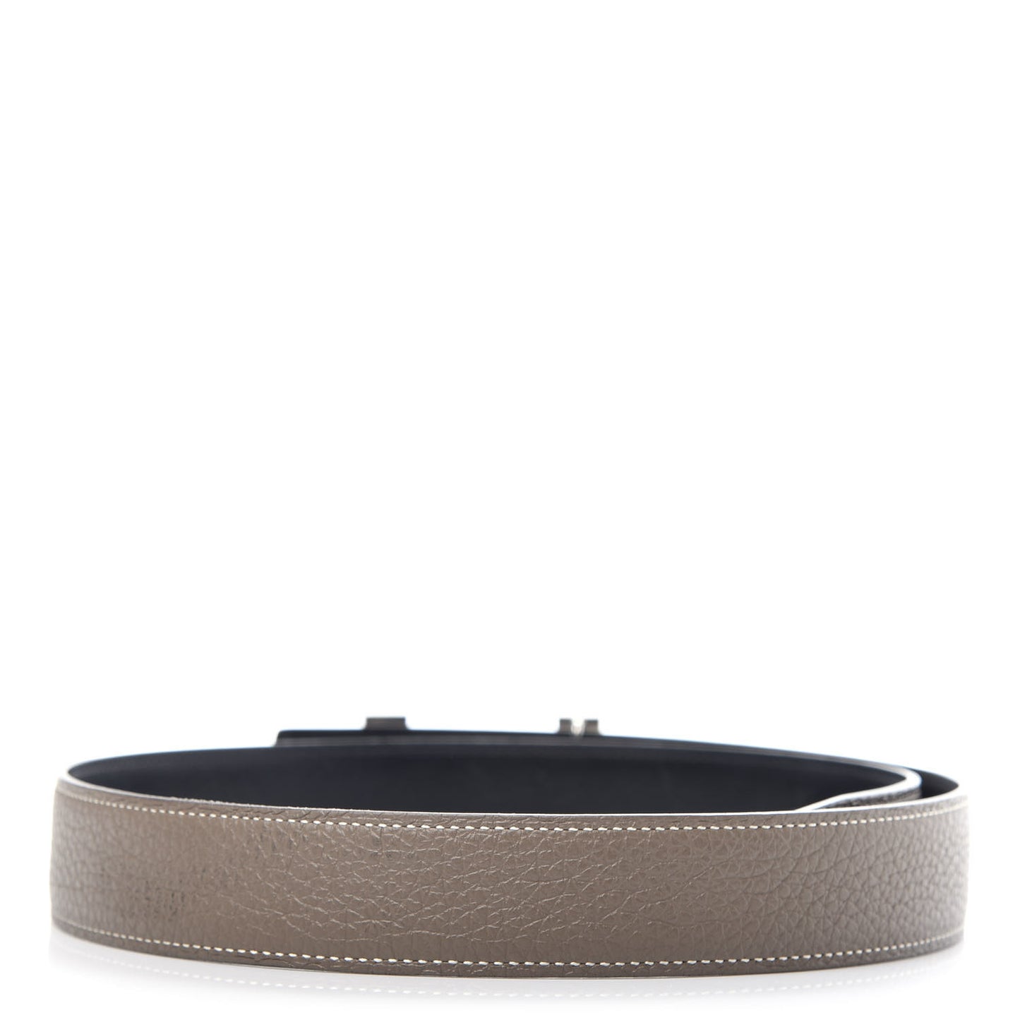 Togo Box 32mm Enamel Quizz H Belt 80 Black Etoupe