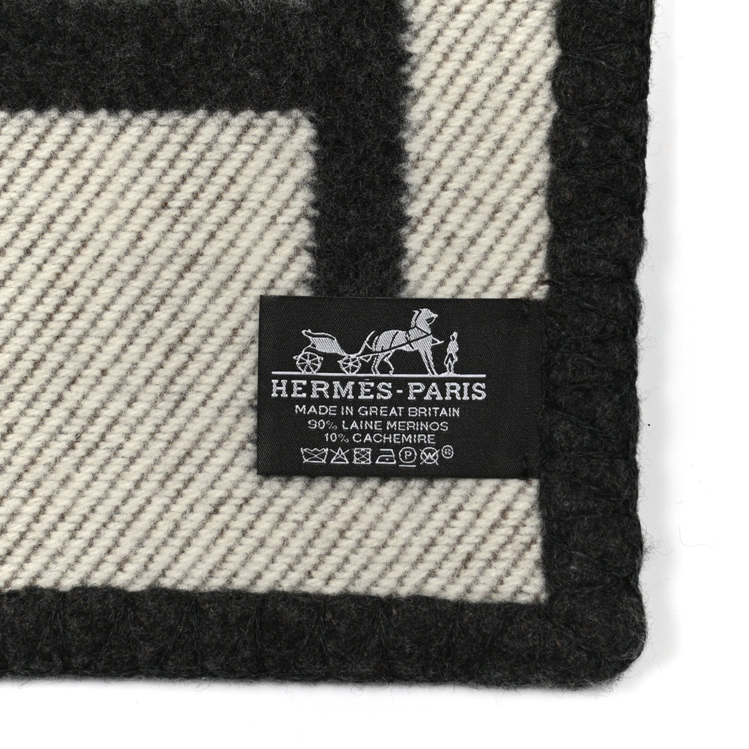 Hermes Wool Cashmere Avalon Blanket Ecru Gris Fonce 3 of 3