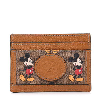 Gucci X DISNEY Mini Vintage GG Supreme Monogram Mickey Mouse Card Holder Beige Vintage Sun Oil 1 of 6