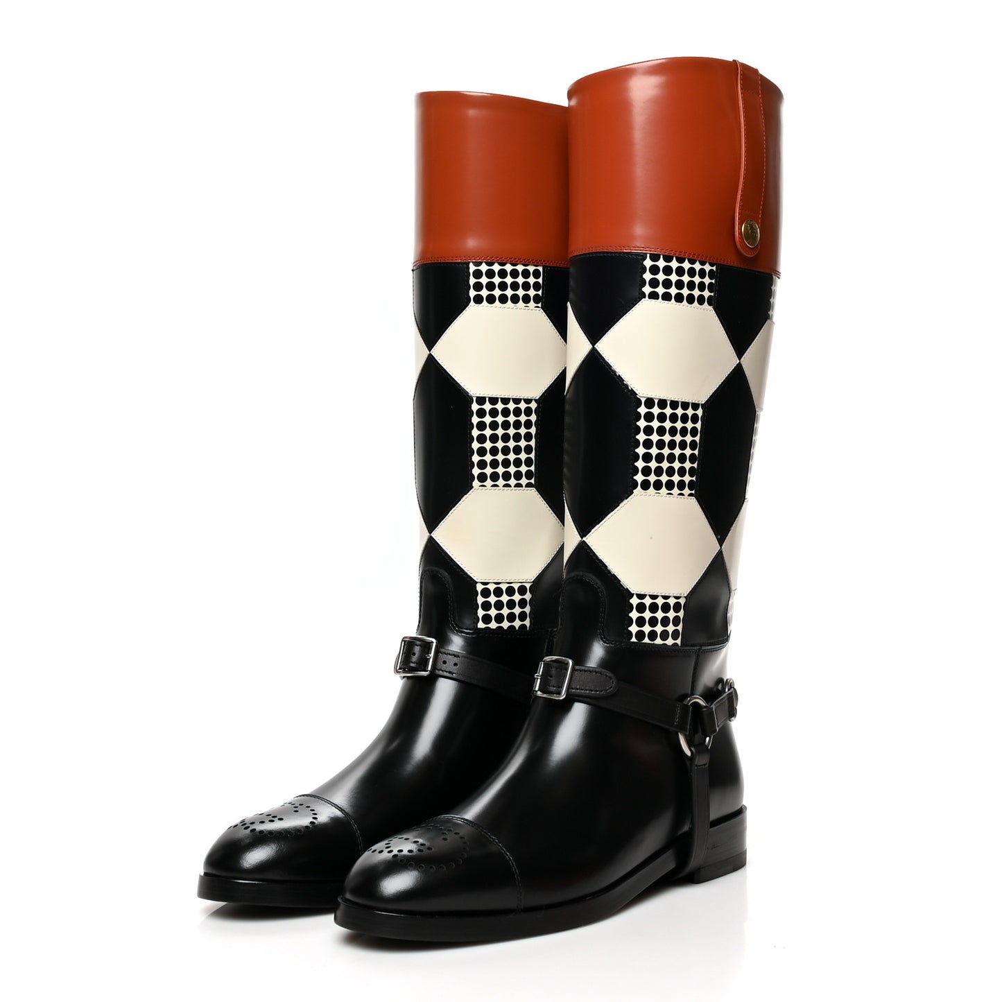 Calfskin Zelda Harness Riding Boots 38.5 Multicolor