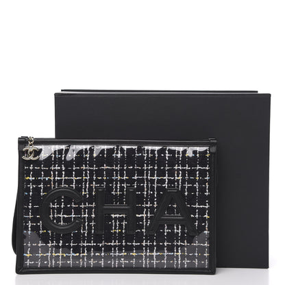 Chanel Tweed PVC Lambskin Large Pouch Black 10 of 10