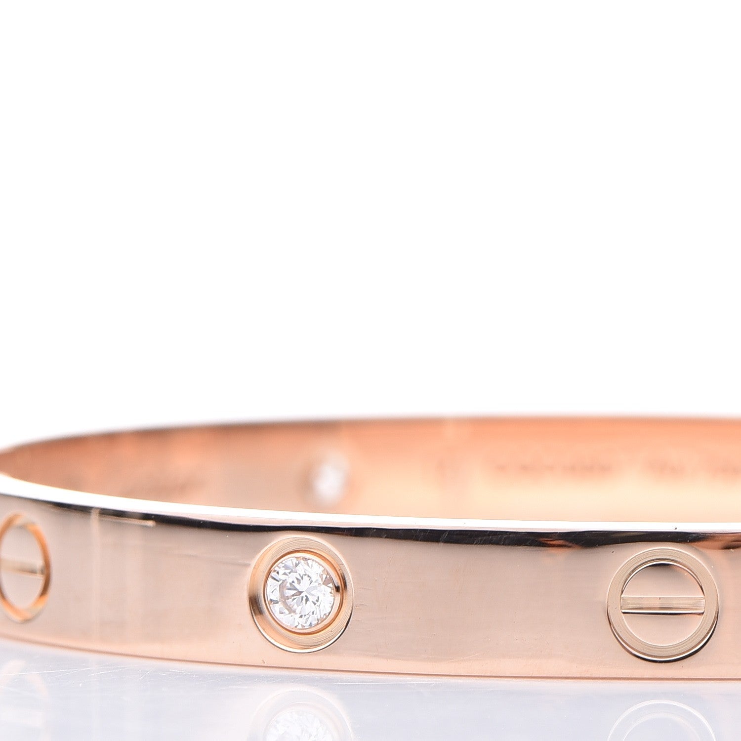 Cartier 18K Pink Gold 4 Diamond LOVE Bracelet 17 4 of 10