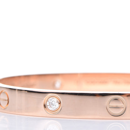 Cartier 18K Pink Gold 4 Diamond LOVE Bracelet 17 4 of 10