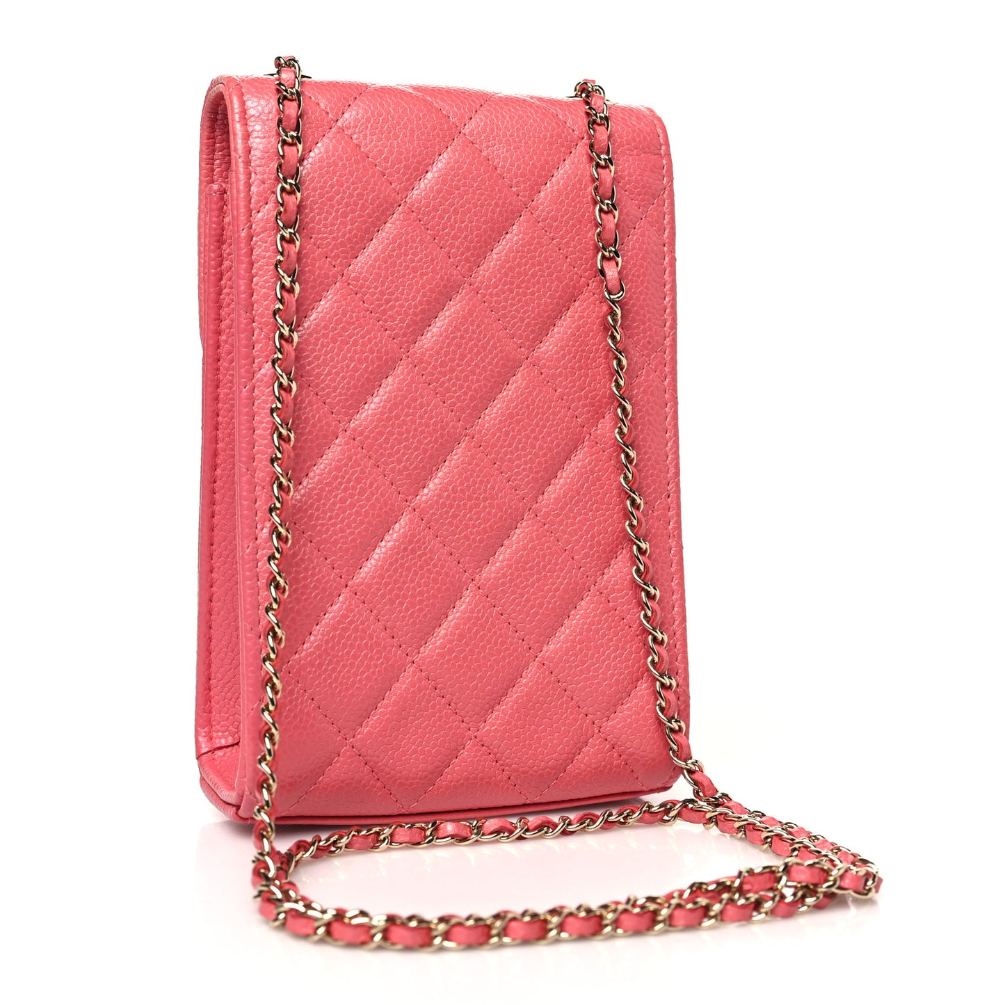 Caviar Quilted Golden Class Phone Holder Pink