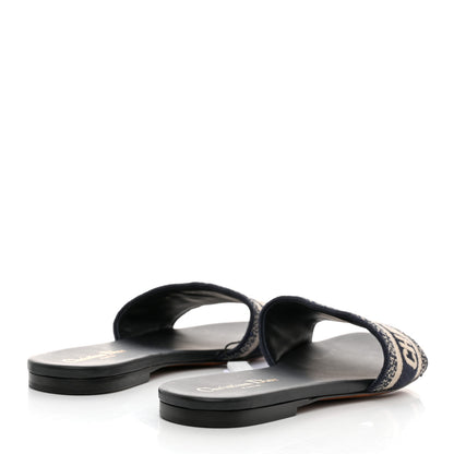 Christian Dior Canvas Embroidered Dway Mules Slide Sandals 37.5 Deep Blue 4 of 8