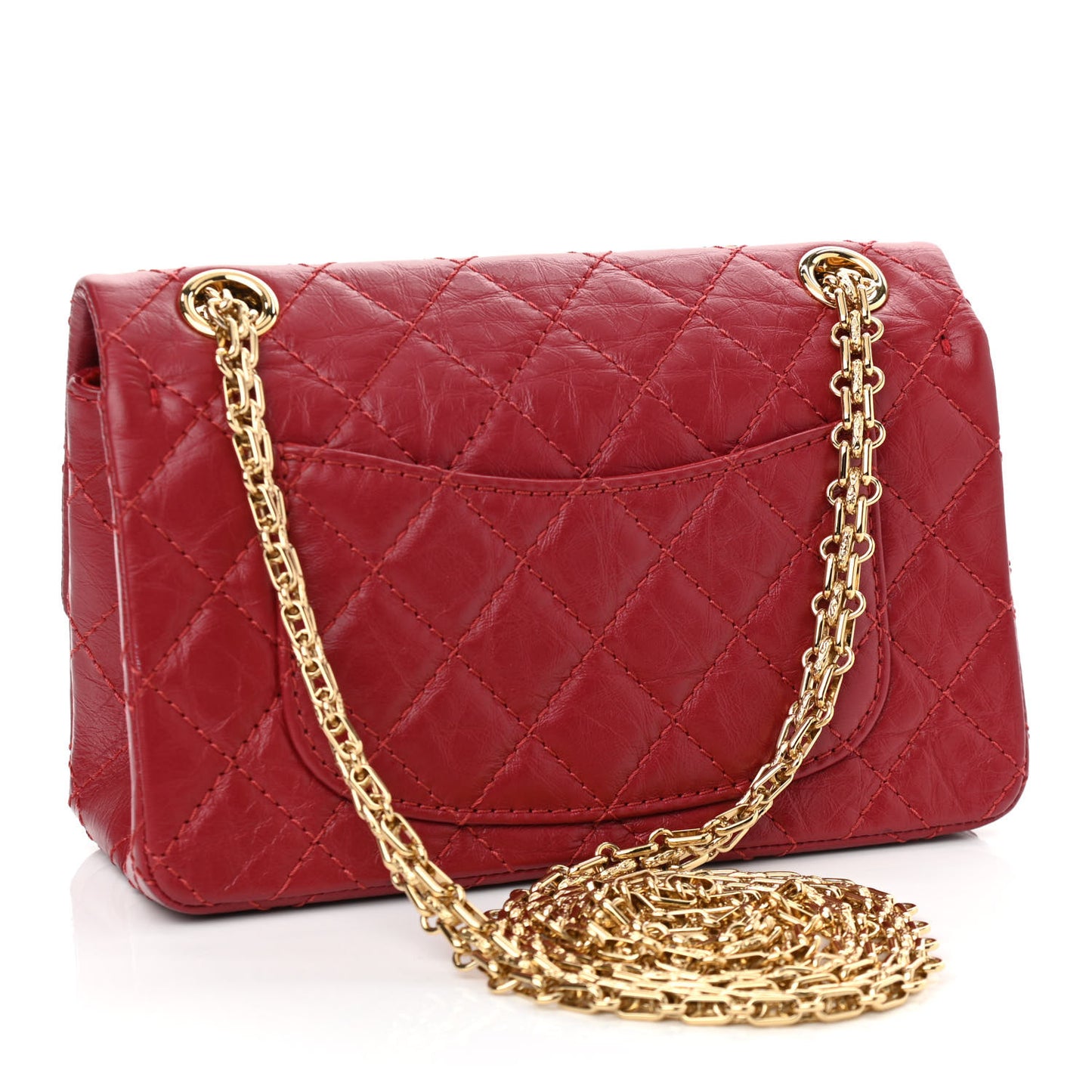 Aged Calfskin Quilted 2.55 Reissue Mini Flap Red