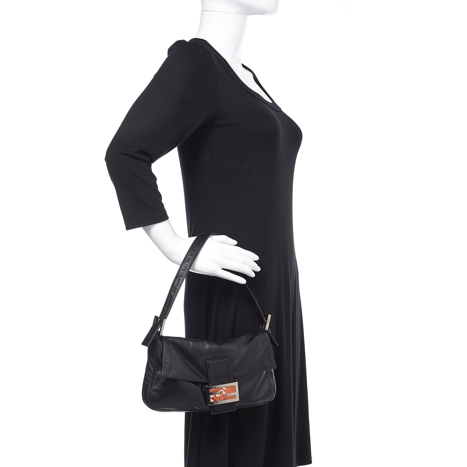 Fendi Calfskin Baguette Black 2 of 10