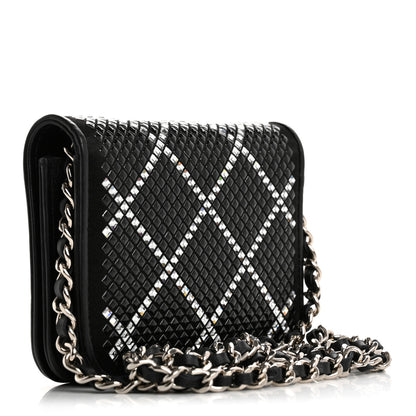Chanel Lambskin Crystal Quilted Mini Chain Belt Bag Black 3 of 12