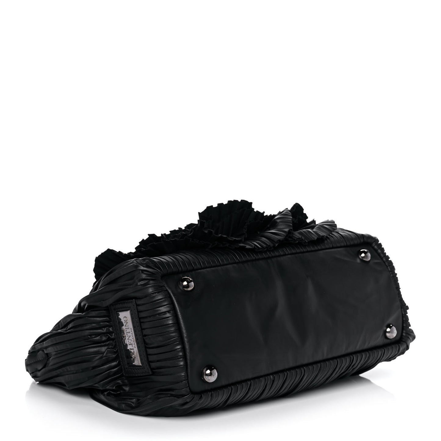 Nappa Pleated Petale Dome Tote Black