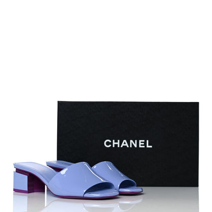 Chanel Patent Calfskin CC Mules 35 Light Purple Dark Purple 9 of 9