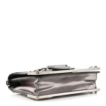 Prada Metallic Vitello Saffiano Cahier Bag Silver Black 4 of 15