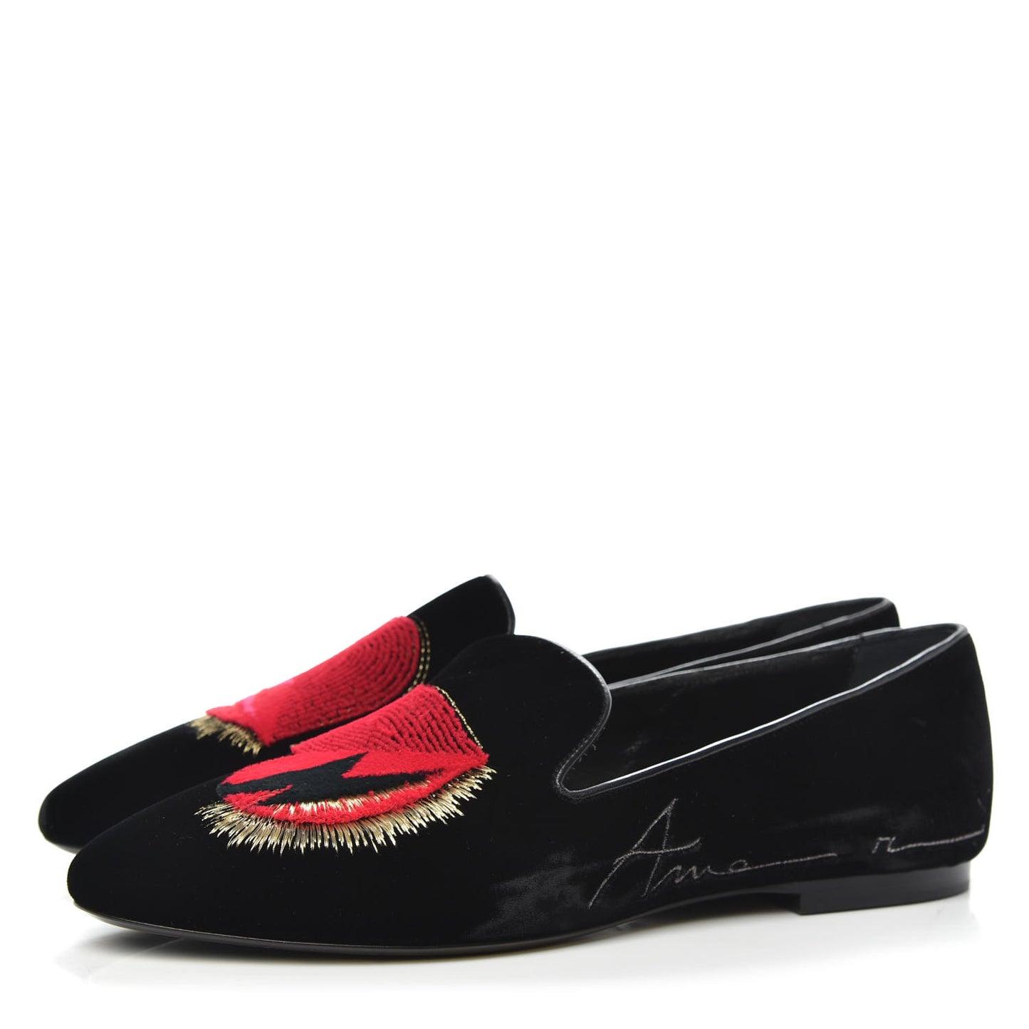 Velvet Heart Smoking Slipper Flat Loafers 40 Black