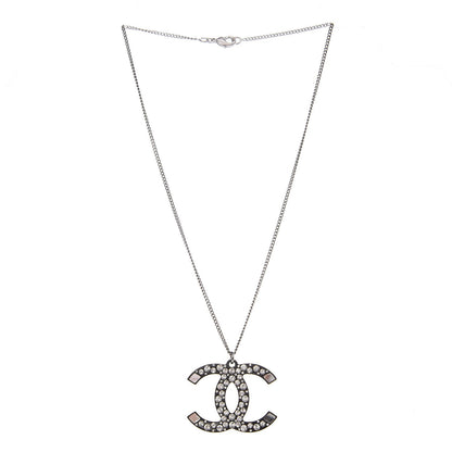 Chanel Crystal Resin CC Pendant Necklace Black 3 of 6