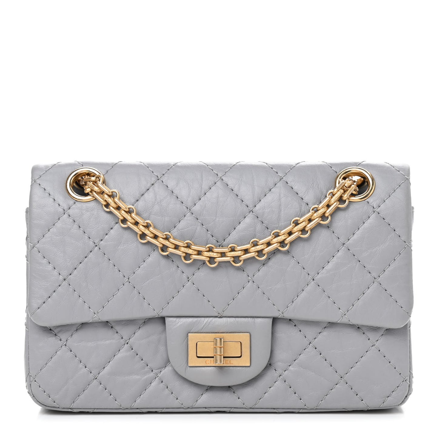 Aged Calfskin Quilted 2.55 Reissue Mini Flap Grey
