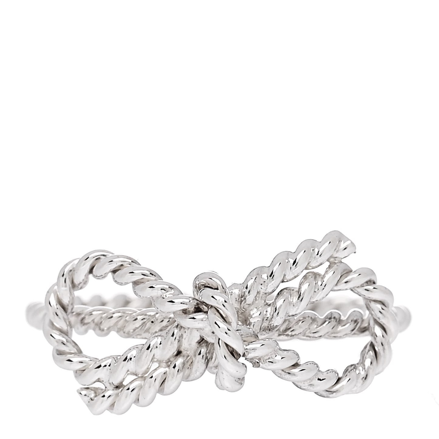 Sterling Silver Textured Twist Bow Ring 50 5.5