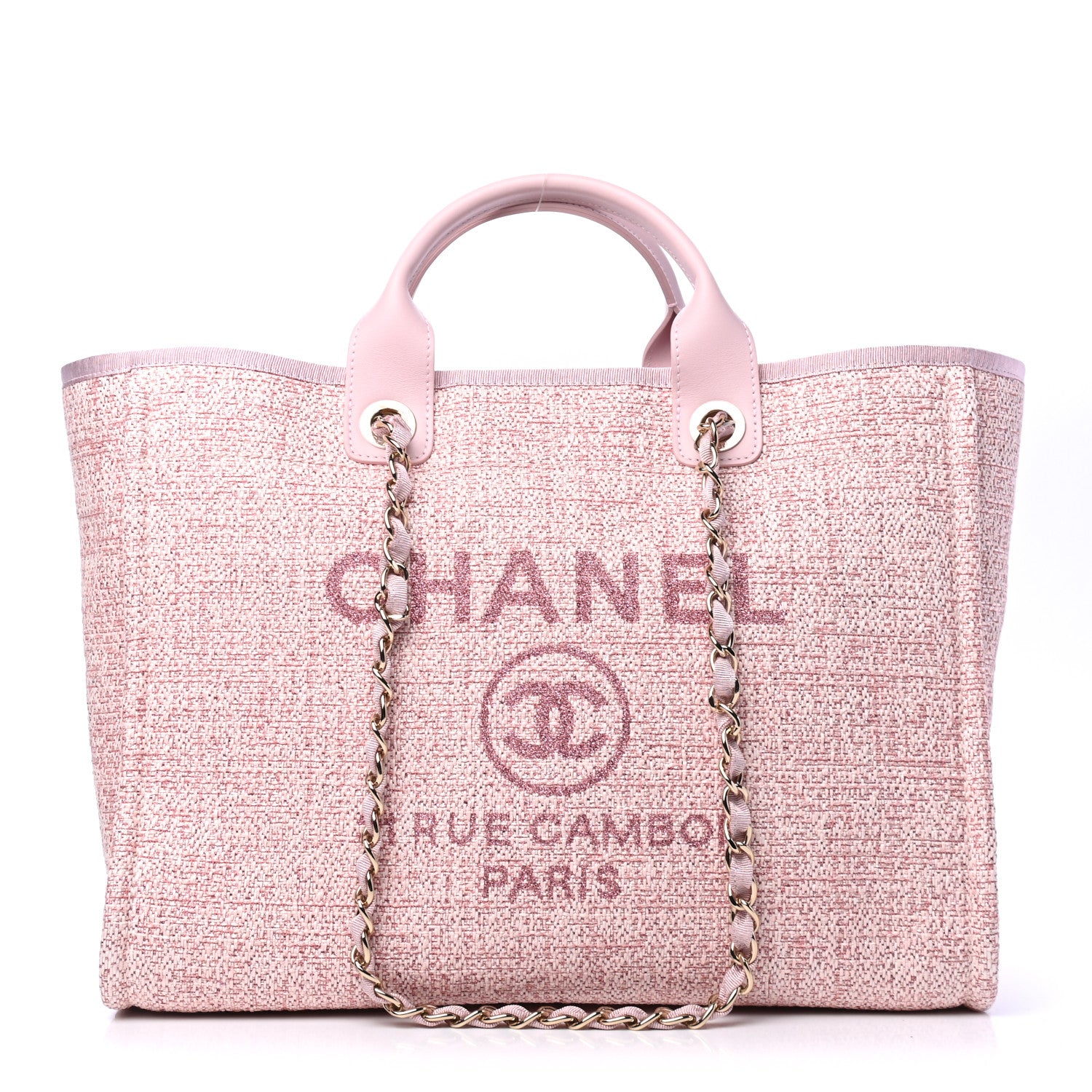 Chanel Lurex Boucle Deauville Medium Tote Pink 1 of 6