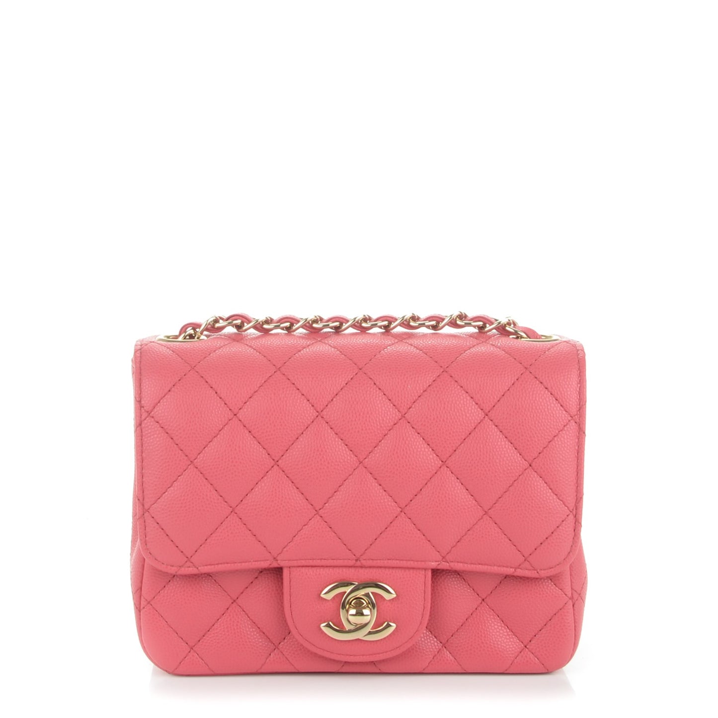 Caviar Quilted Mini Square Flap Dark Pink