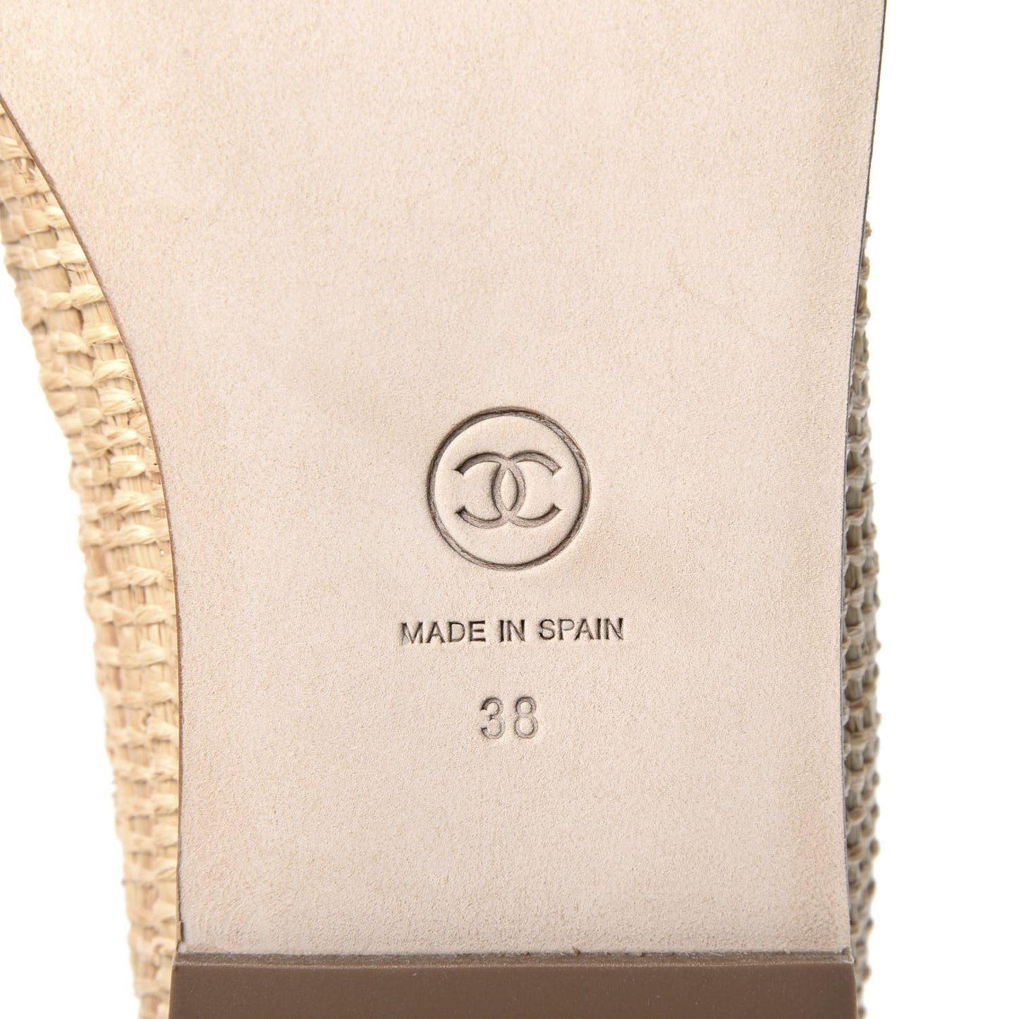 Lambskin Grosgrain CC Espadrilles 38 Beige Black