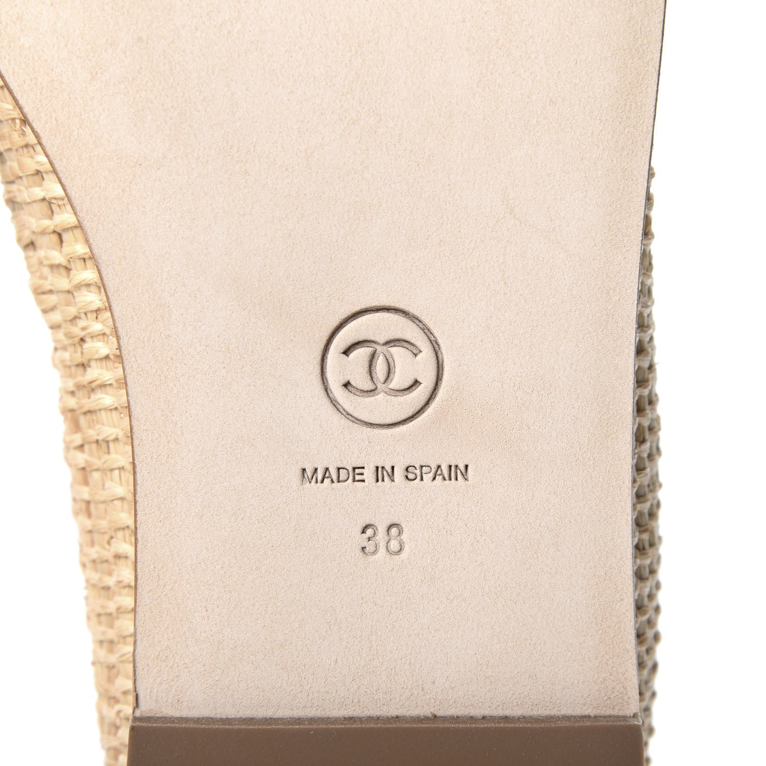 Chanel Lambskin Grosgrain CC Espadrilles 38 Beige Black 10 of 11